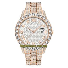 MISSFOX 2021 Eternity 2643 2 Hip hop Mode Hommes Montres CZ Diamant incrusté Cadran Mouvement À Quartz Hommes Montre Glacé Diamants Alliage 282n