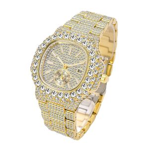 MISSFOX Baida Fashion Diamond Hip Hop Full Sky Star Glow Reloj de cuarzo para hombre