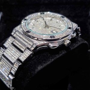 MISSFOX montre d'affaires Gentleman patron luxe rond hommes montre-bracelet riche glacé mode Blingbling Quartz Wacthes hommes Wedding345Z