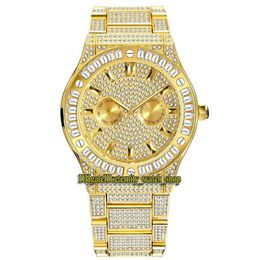 MISSFOX éternité V316 Hip hop Mode Hommes Montres CZ Diamant incrusté Cadran Mouvement À Quartz Hommes Montre Glacé Gros Diamants Lunette All226v