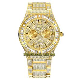 MISSFOX éternité V316 Hip hop Mode Hommes Montres CZ Diamant incrusté Cadran Mouvement À Quartz Hommes Montre Glacé Gros Diamants Lunette All303W