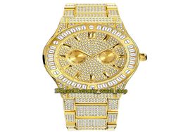 Missfox Eternity V316 Hip Hop Fashion Mens Mens CZ Diamond Inclay Dial Quartz Mouvement Mouvement Menti Iced Out Big Diamonds Centraire All3254703