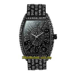 Missfox Eternity V319 HIP HOP Mode Mens Horloges CZ Diamond Inlay Dial Quartz Beweging Mannen Kijk Ijzijds Diamanten Alloy Case Black Bracelet