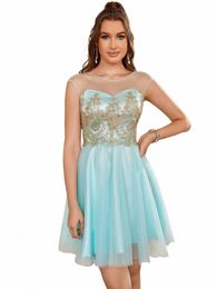 Misshow Summer Mini Beach Lace Dr para mujeres Sexy Illusi Tulle Short Dres femenino para la noche Fiesta de graduación Vestidos Curto g40c #