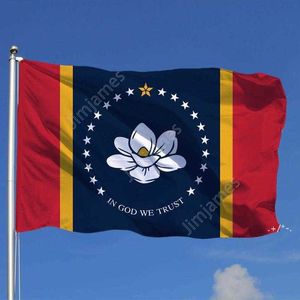 Bandera de Mississippi Envío RÁPIDO Fábrica directa Venta al por mayor 3x5Fts 90x150cm Bandera del estado de EE. UU. Orden mixta para decoración colgante DAJ330
