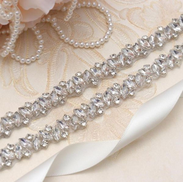MISSRDRESS Fino Vestido de novia Cinturón Faja plateado Cristal Diamante Diamante Faja de cinturón de novia para la decoración de la boda YS8639855485