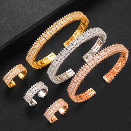Missvikki 2019 luxe glanzende mix match stapelbare armband ring set 2 stks voor vrouwen volledige micro kubieke zirkoon pave party bruids bruiloft