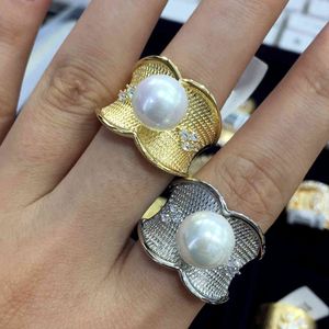 Missvikki Luxe Trendy Vintage Golden Pearl Rings Saoedi-Arabische Dubai Ring Aretes de Mujer Modernos Hoge Kwaliteit 2021
