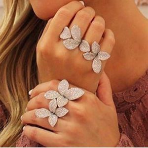 missvikki Noble Luxe Vingers Ring Verstelbare Mode Bloeiende Bloemen Volledige Glanzende Zirconia Top Kwaliteit Stadium Jewelry2701