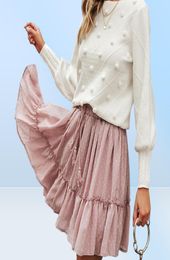 Misswim Elegant Pompon White Pull Femmes Invierno Lantern Sweat Tricoted Female Pullover Ladies Jumper Streetwear Y200114889330