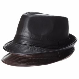 Mistdawn Chapeau Fedora Trilby en cuir de haute qualité pour homme Gentleman Winter Panama Cap272M