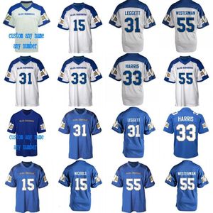 Mit 2018 New Style Winnipeg Blue Bombers 15 Matt Nichols 31 Maurice Leggett 33 Andrew Harris 55 Jamaal Westerman Maillots de football personnalisés