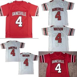 Mit # 4 Deshaun Watson High School Football Jersey Blanc Rouge 100% Cousu S-4XL Haute Qualité Livraison Rapide