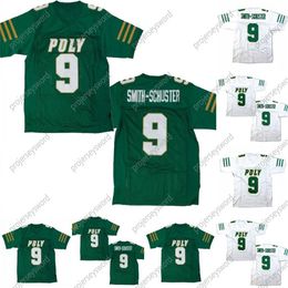 Mit # 9 Smith-Schuster Long Beach Polytechnic High School Football Jersey Blanc Vert 100% Cousu S-4XL Haute Qualité Expédition Rapide