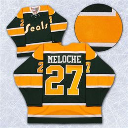 MIT California Golden Seals Jersey Blank 27 Gilles MELOCHE 22 Joey Johnston 7 Reggie Leach 8 Walt McKechnie Jerseys tout nom et n'importe quel numéro