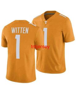 Mit Barato Personalizado Tennessee Voluntarios Jason Witten # 1 Hombres Naranja NCAA Jersey Cosido Hombres Mujeres Jóvenes Fútbol Jersey XS-5XL