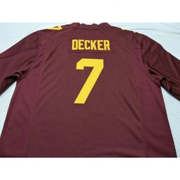 Mit Custom Men Minnesota Golden Gophers # 7 Eric Decker véritable maillot universitaire entièrement brodé taille S-4XL ou personnalisé avec n'importe quel nom ou numéro de maillot