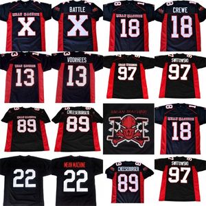 MIT Longest Yard Movie Jersey Batte X Jason Voorhees Mean Machine Paul Crewe Cheeseburger 100% Stitched Custom Retro Football Jerseys Black