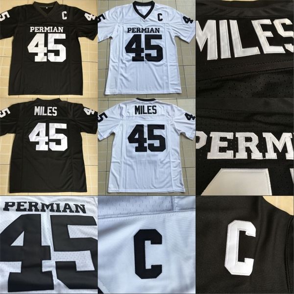 Mit Mens # 45 Boobie Miles Permian Panther Jersey All Stitched Friday Night Lights Film Maillots Noir Blanc vintage S-XXXL
