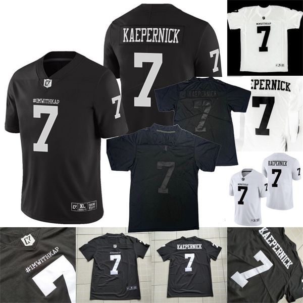 Mit Mens IMWITHKAP Jersey 7 COLIN KAEPERNICK IM AVEC KAP 100% Film de football cousu Noir Blanc EN STOCK Expédition rapide S-XXXL