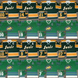 MIT O Seals Retro Jersey 10 Ted Hampson 14 Craig Patrick 19 Bert Marshall 21 Bobby Baun Ron Stackhouse 30 Gary Smith 27 Gilles Meloche