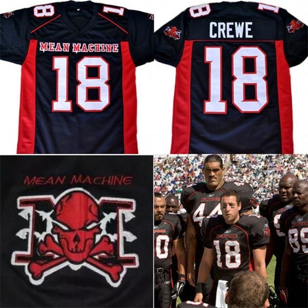 Mit The Longest Yard Movie Jersey EJ Paul Crewe #18 Jersey de fútbol americano Mean Machine 100% cosido Retro Jerseys negro