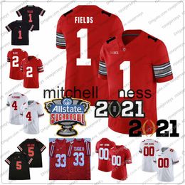 Mit8 Custom 2021 Ohio State Buckeyes Football Jersey 1 Fields 2 Olave Young Dobbins 7 Stroud 32 TreVeyon Henderson Garrett Wilson 11 Jaxon SmithNjigba Sugar Bowl Jers