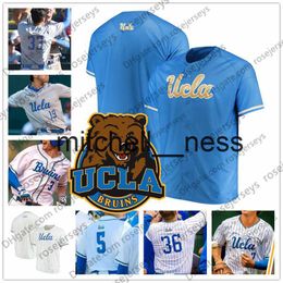 Mit8 Custom UCLA 2019 College Baseball N'importe quel nom Numéro Blanc Gris Bleu clair 7 Michael Toglia 36 Jake Pries Hommes Jeune Enfant Maillot NCAA