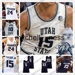 Mit8 Personnalisé Utah State Aggies 2020 Basketball 5 Sam Merrill 23 Neemias Queta 24 Diogo Brito 34 Justin Bean HOMMES JEUNES ENFANTS Maillots S-4XL