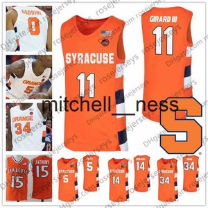 Mit8 NCAA Syracuse Orange # 5 Jalen Carey 11 Joseph Girard III 14 Jesse Edwards 34 Bourama Sidibe 12 Brendan Paul White College Basketball Jersey
