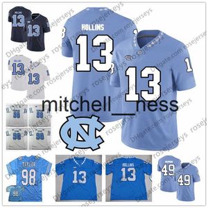 Mit8 UNC North Carolina Tar Heels # 13 Mack Hollins 64 Jeff Saturday 87 Brandon Tate 88 Hakeem Nicks Light Blue Navy White Retired Jersey