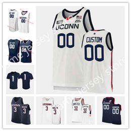 Mit88 Custom Uconn Connecticut Huskies College Basketball Jersey 14 Corey Floyd Jr. 0 Jalen Gaffney 13 Richie Springs 12 Tyler Polley 4 Tyrese