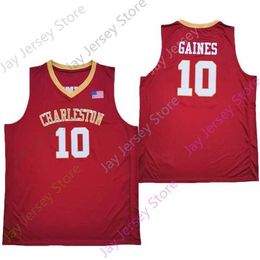 Mitch 2020 Nieuwe NCAA Charleston Cougars Jerseys 10 Gaines College Basketball Jersey Red Wit Size jeugd volwassene allemaal gestikt