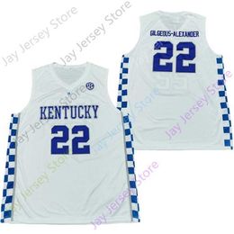 Mitch 2020 New NCAA College Kentucky Wildcats Maillots 22 Gilgeous-Alexander Basketball Jersey Taille Jeunes Adultes Tous Cousus