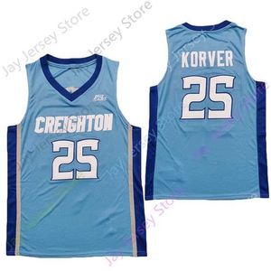 Mitch 2020 Nieuwe NCAA Creighton Bluejays Jerseys 25 Korver College Basketball Jersey Blue Size jeugd volwassen borduurwerk