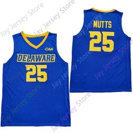 Mitch 2020 Nieuwe NCAA Delaware Blue Hens Jerseys 25 Justyn Mutts College Basketball Jersey Blue Size jeugd volwassen