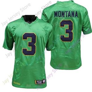 Mitch 2020 Nieuwe NCAA Fighting Irish Jerseys 3 Joe Montana College Football Jersey Green Size jeugd volwassen