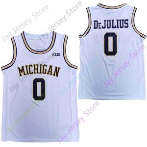 Mitch 2020 New NCAA Michigan Wolverines Jerseys 0 David DeJulius College Basketball Jersey Blanc Taille Jeune Adulte