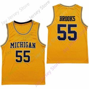 Mitch 2020 Nouveau NCAA Michigan Wolverines Maillots 55 Eli Brooks College Basketball Jersey Jaune Taille Jeune Adulte