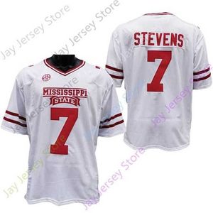 Mitch 2020 Nieuwe NCAA Mississippi State MSU Jerseys 7 Stevens College voetbalshirt Witte size jeugd volwassene allemaal gestikt borduurwerk