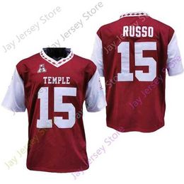 Mitch 2020 New NCAA Temple Owls Jerseys 15 Anthony Russo College Football Jersey Rouge Taille Jeunes Adultes Tous Cousus