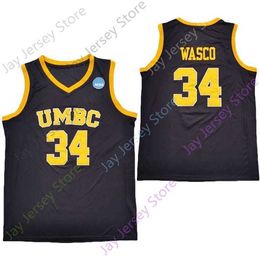 Mitch 2020 New NCAA UMBC Retrievers Maillots 34 Wasco College Basketball Jersey Noir Taille Jeune Adulte Tous Broderie Cousue