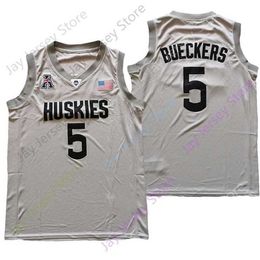 Mitch 2021 New NCAA College Connecticut UConn Huskies Jersey 5 Paige Bueckers Gris Taille S-3XL