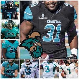 Maillot de football Mitch Coastal Carolina Chanticleers Collège NCAA Jeffrey Gunter Kameron Brown Shermari Jones Blanc Jackson Henderson Hazel Simpson