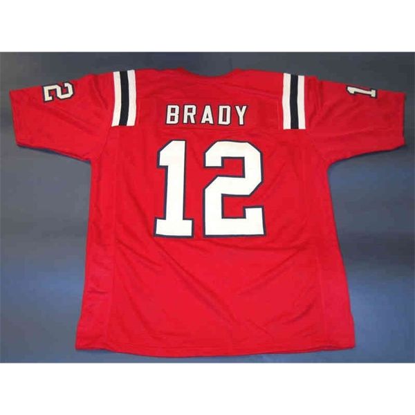 Mitch Custom Football Jersey Hommes Jeunes Femmes Vintage TOM BRADY CUSTOM PRO STYLE THROWBACK RED Rare High School Taille S-6XL ou n'importe quel nom et numéro de maillots