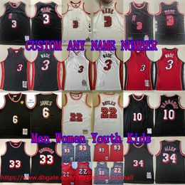 Personnalisé S-6XL Mitchell et Ness LeBron 2011-12 Basketball 3 Dwyane James Wade Jersey Classic Vintage 33 Alonzo Mourning 10 Tim Hardaway Ray Allen Jimmy Butler Maillots