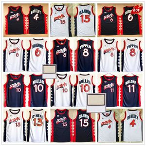 Mitchell et Ness 1996 USA Dream Team Basketball Maillots personnalisés 15 Hakeem Oluwon 6 Penny Hardaway 4 Charles Barkley 10 Reggie Miller 8