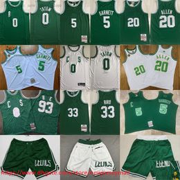 Klassiek Retro Authentiek Borduursel 1985-86 Basketbal 33 Larry Bird Jersey Vintage Groen 5 Kevin Garnett 0 Jayson Tatum 20 Ray Allen Echt gestikt Ademend Sport