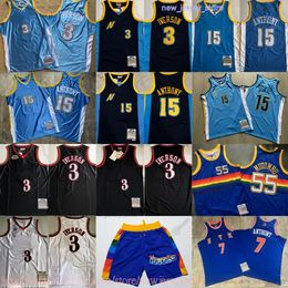 Klassiek Retro Authentiek Borduursel 2003-04 Basketbal 15 Carmelo Anthony Jersey Vintage 3 Allen Iverson Dikembe 55 Mutombo Jerseys Echt gestikt Ademend Sport