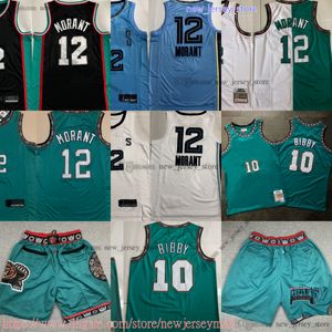 Classique rétro authentique broderie 1998-99 basket-ball 10 MikeBibby maillots rétro vert 12 JaMorant réel cousu respirant sport haute qualité homme maillot